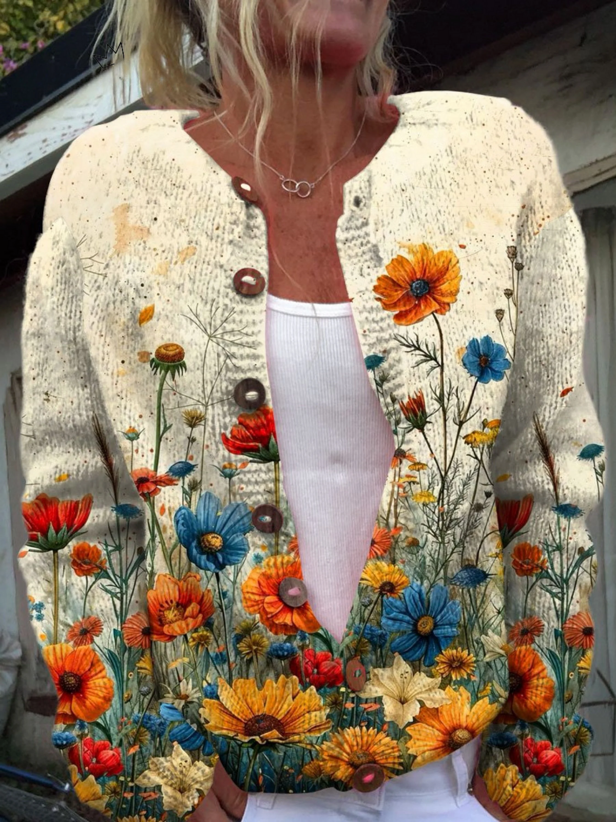 Tansy™ | Chaqueta de Punto con Estampado Floral Vintage