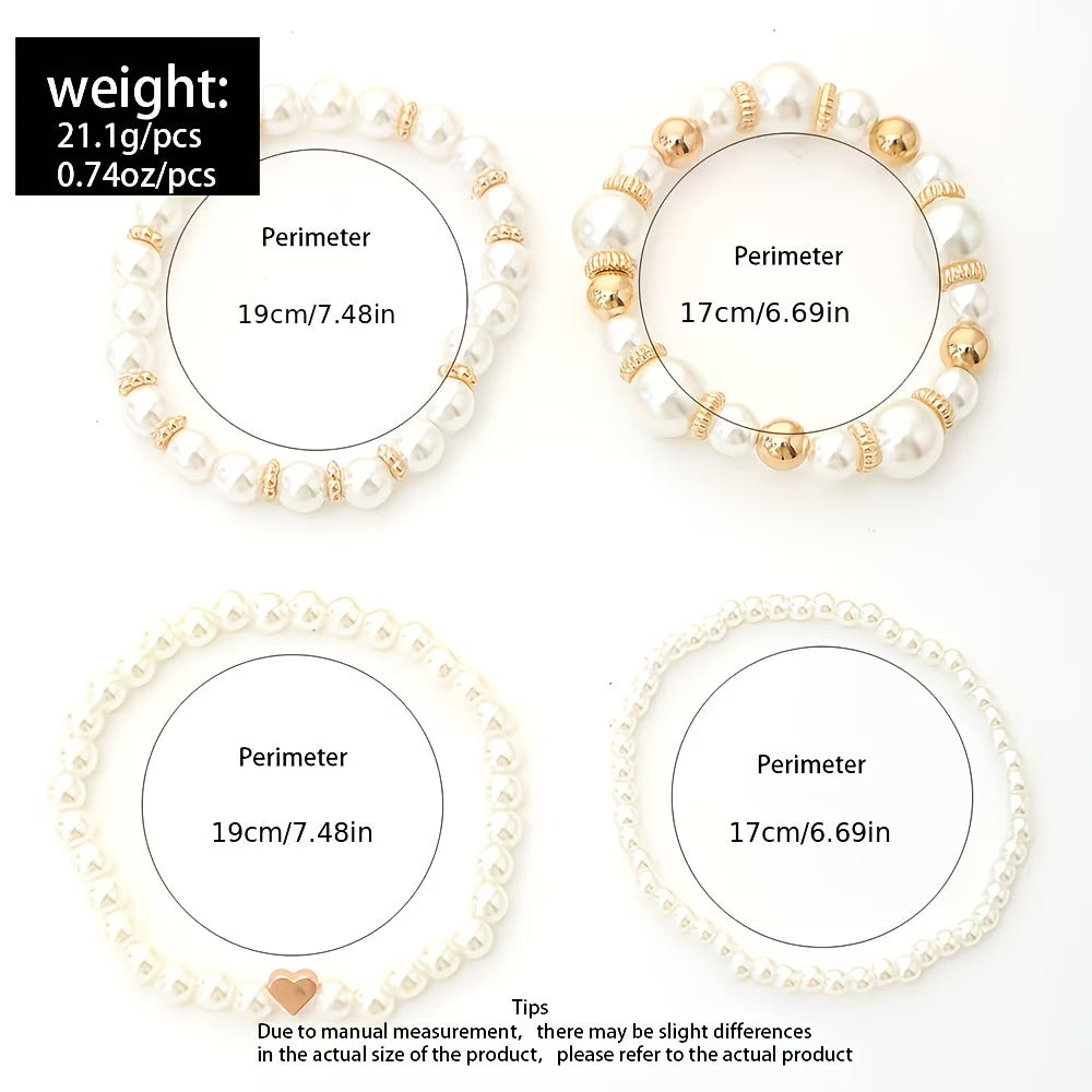 Set de 4 Pulseras de Perlas