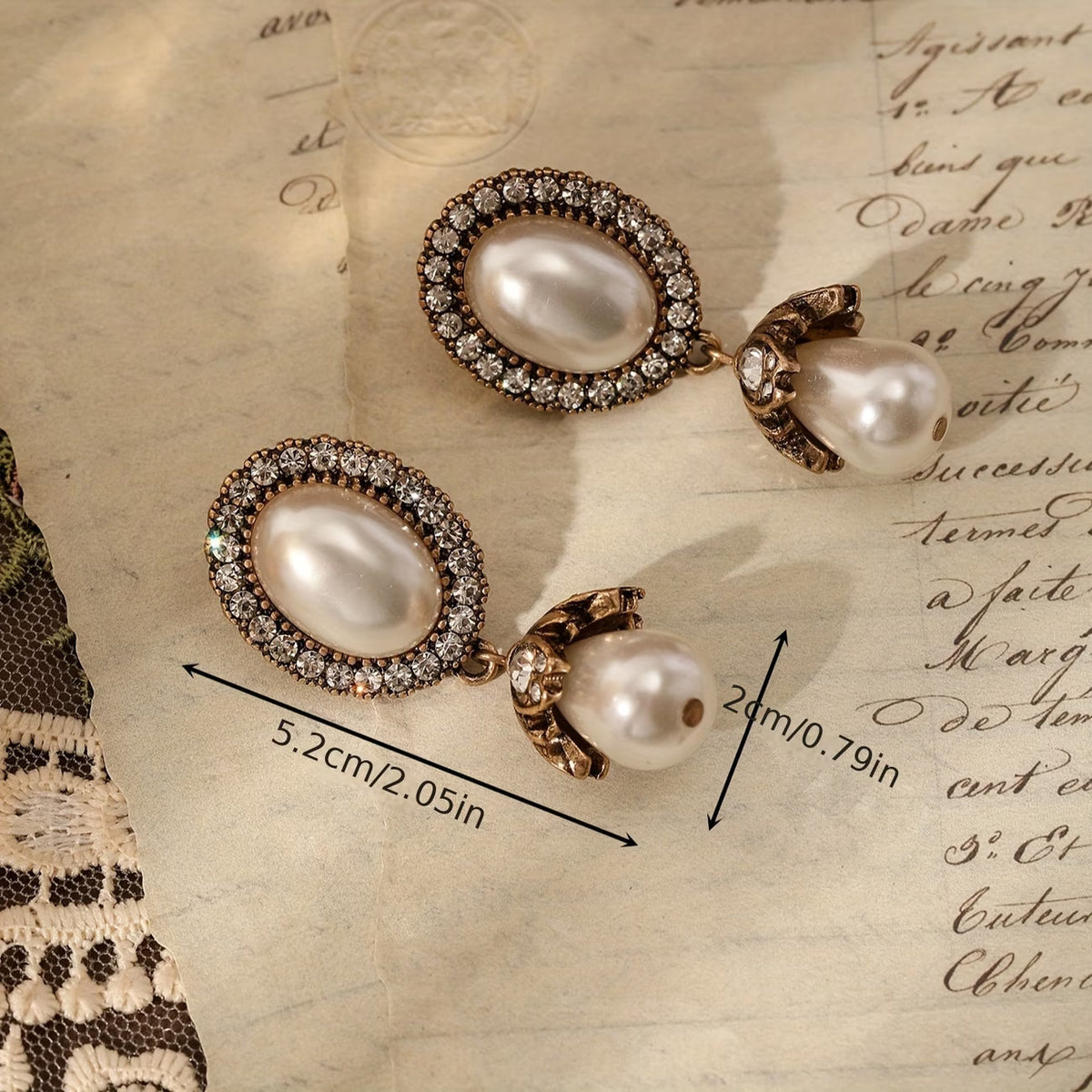Pendientes Vintage de Perla Enmarcada