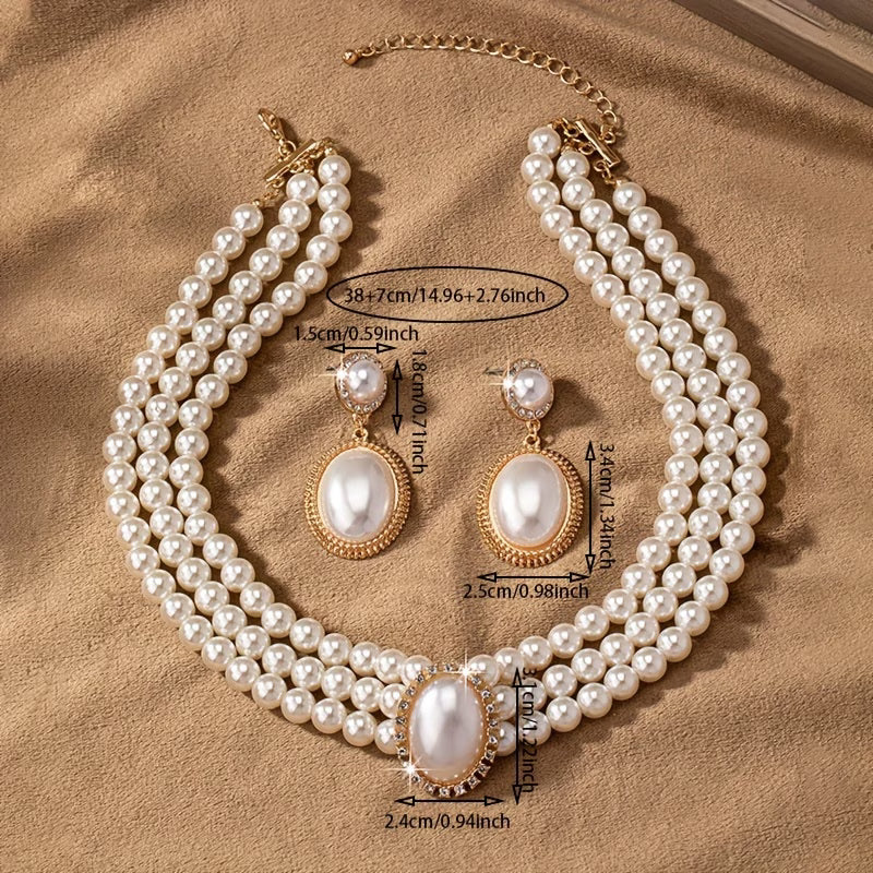Conjunto Clásico de Perlas en Hilera
