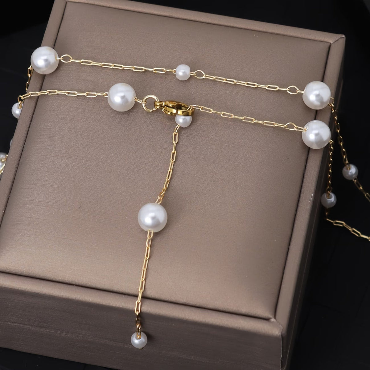 Collar de Perlas en Azul Cielo