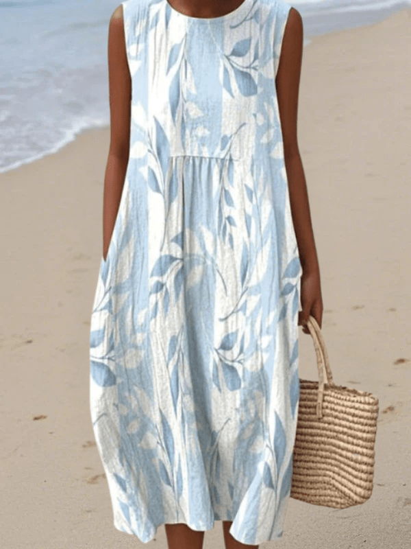 Joy | Vestido Midi de Hojas Azules - Elena Duval