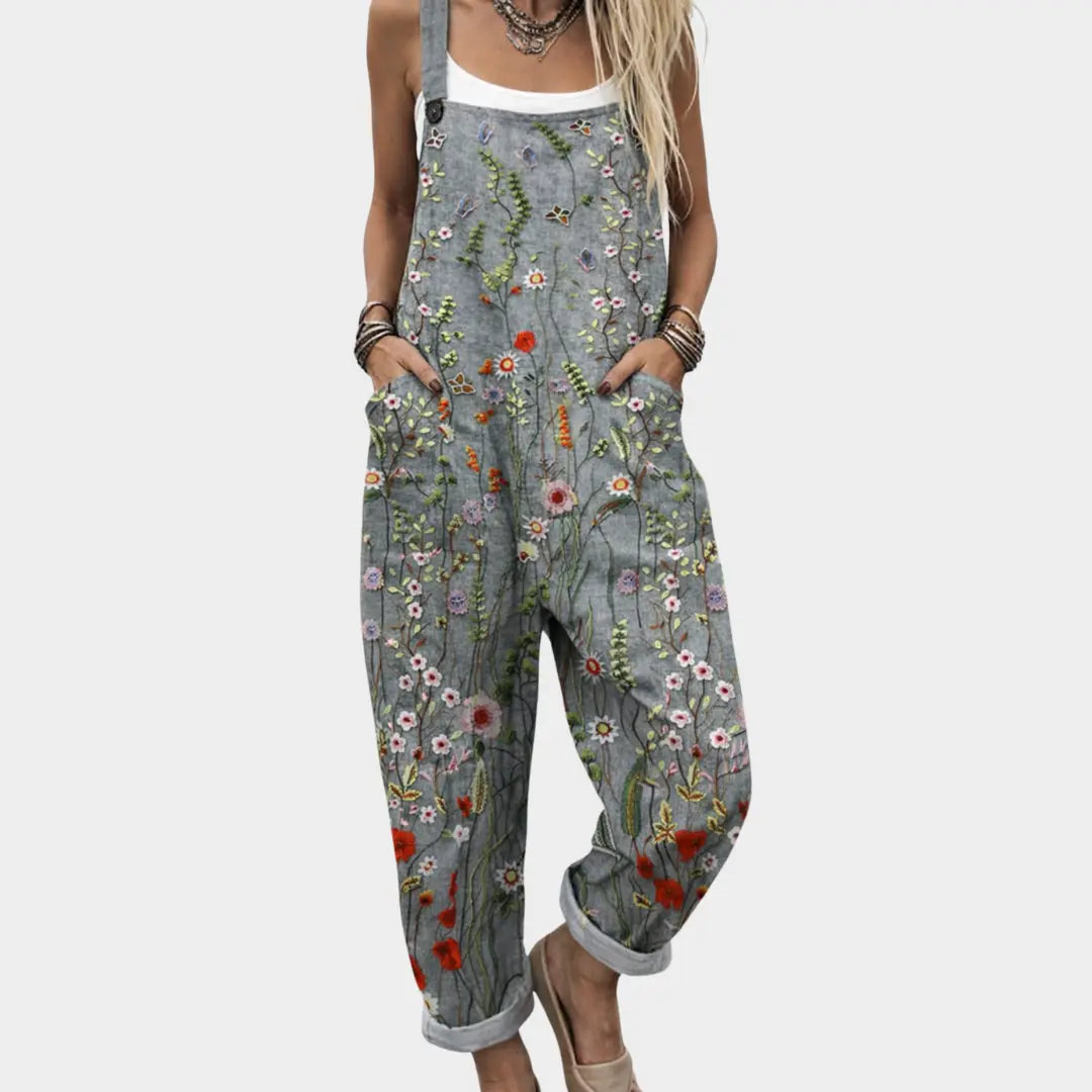 Peto Estampado Gris Floral - Elena Duval
