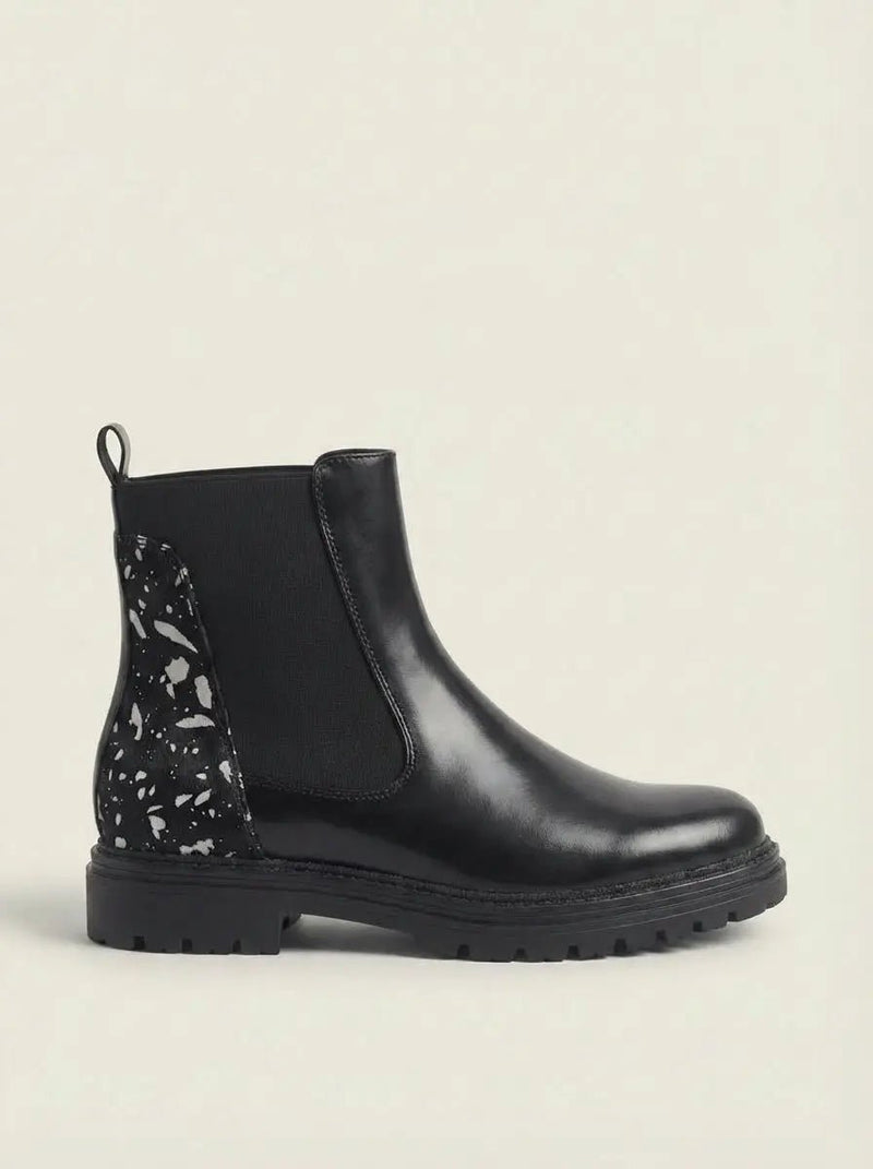Sofía | Botas Chelsea Negras con Leopardo - Elena Duval