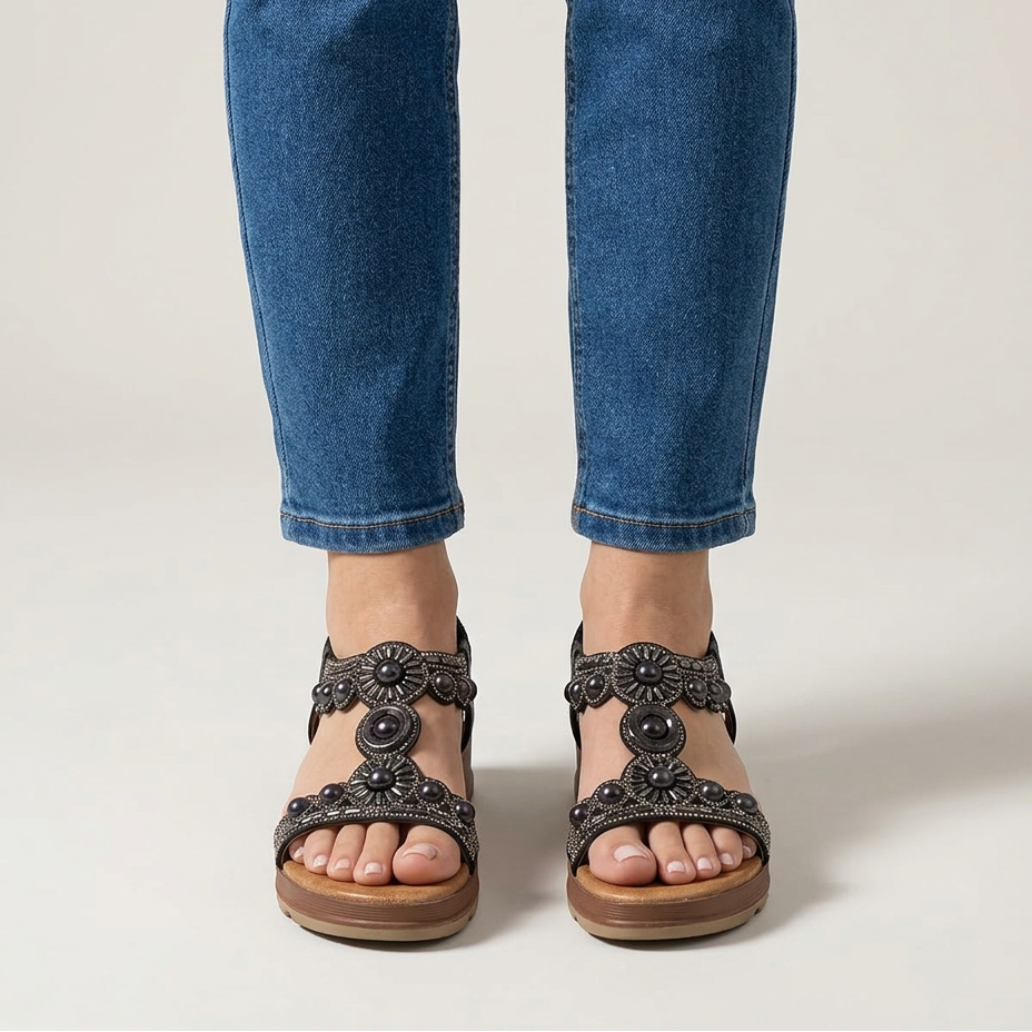 Adela | Sandalias Planas con Perlas