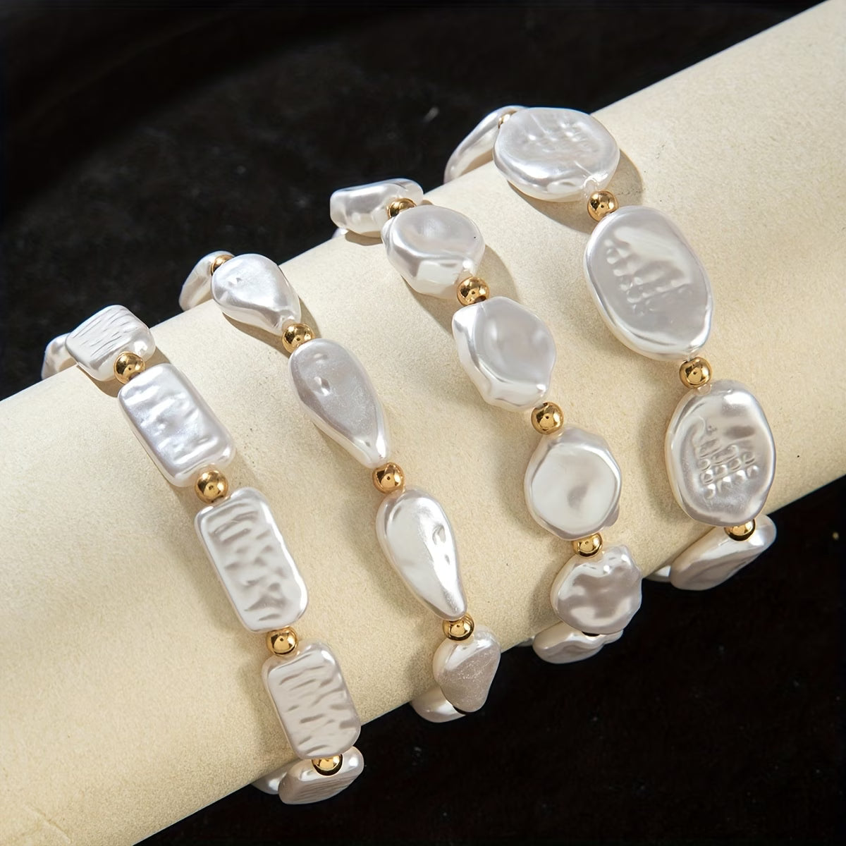 Set de 4 Pulseras Statement de Perlas