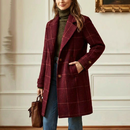 Kensington | Abrigo de Cuadros con Cuello de Solapa