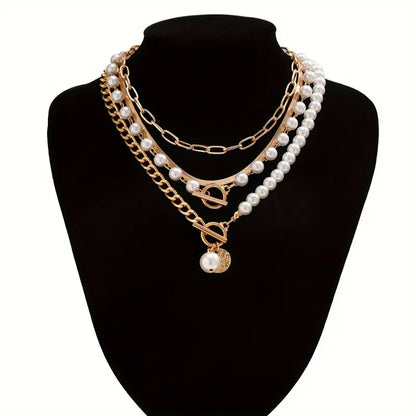 Conjunto de Collares de Perlas Superpuestos