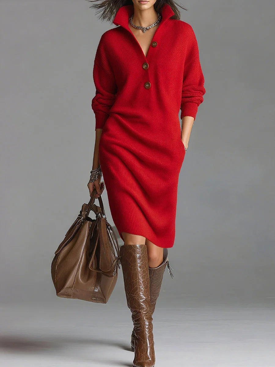 Norlyn™ | Vestido Midi Elegante de Canalé