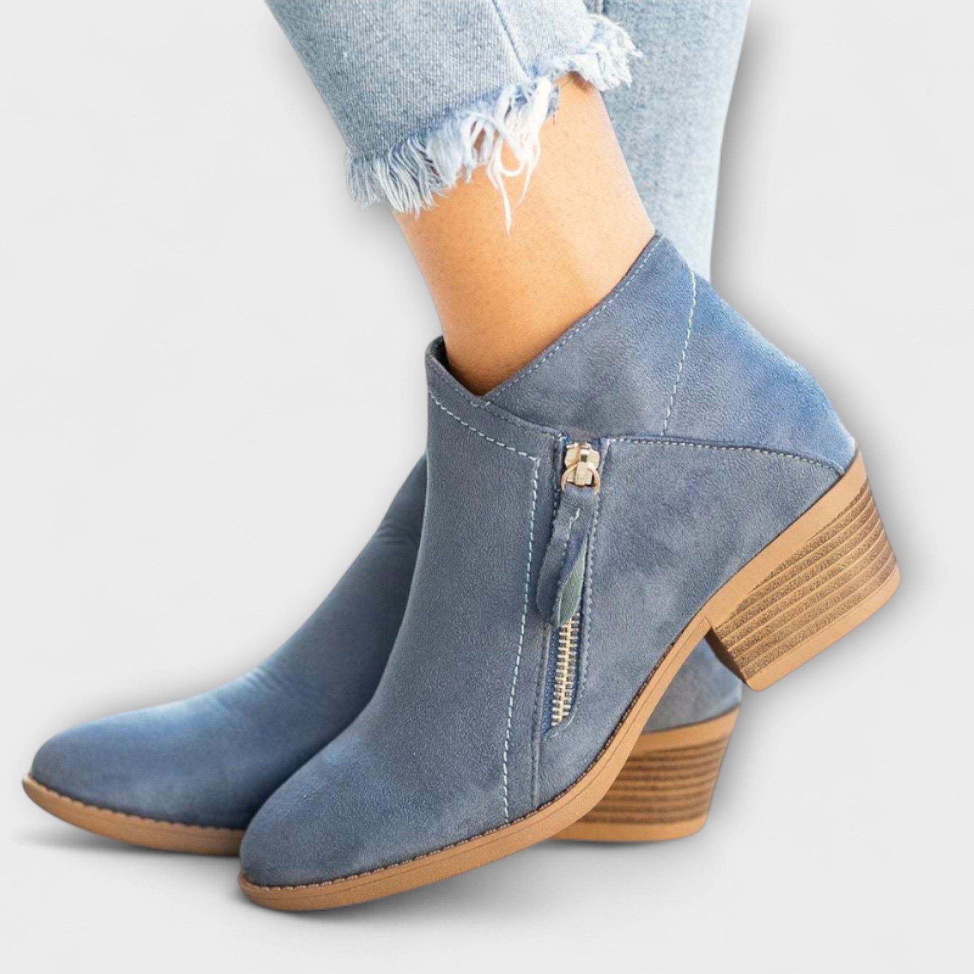 Larissa | Botas de Ante con Tacón Ancho