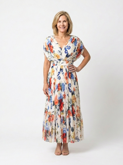 Selena | Vestido midi floral de manga corta