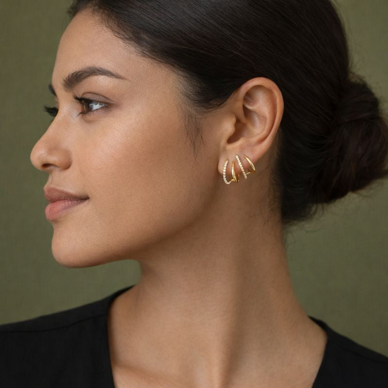 Lucía · Pendientes Multi-Aro en Tono Dorado