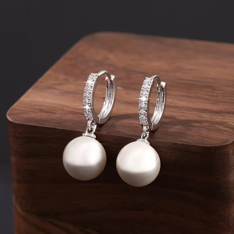 Pendientes Modernos de Perla Colgante