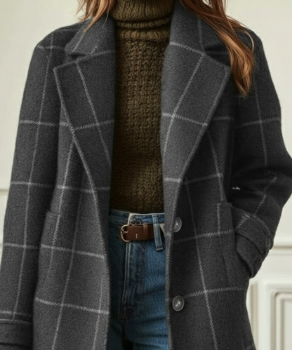 Kensington | Abrigo de Cuadros con Cuello de Solapa