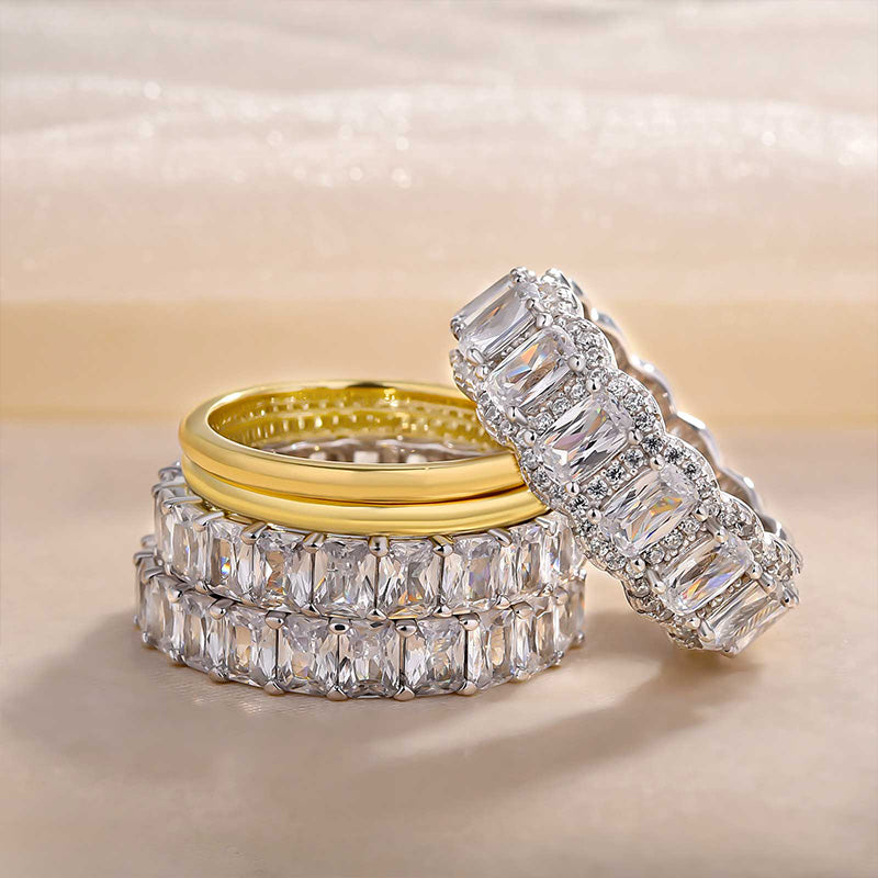 Leona – Anillo de diamantes con tres hileras deslumbrantes.
