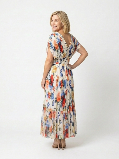 Selena | Vestido midi floral de manga corta