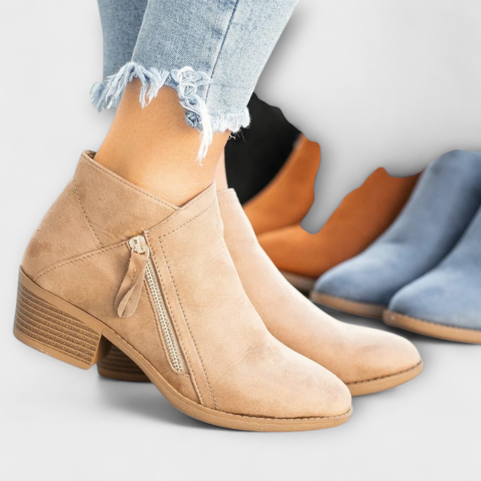 Larissa | Botas de Ante con Tacón Ancho