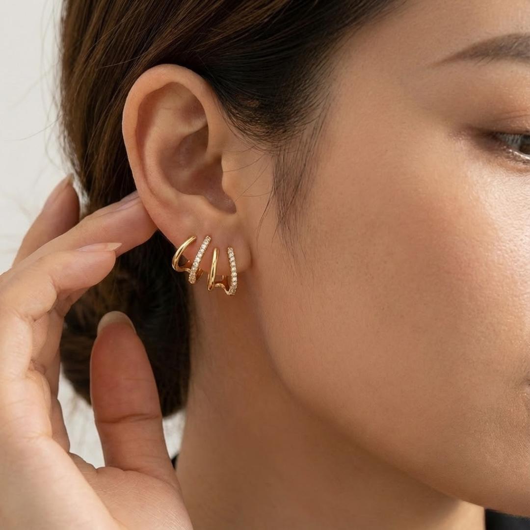 Lucía · Pendientes Multi-Aro en Tono Dorado