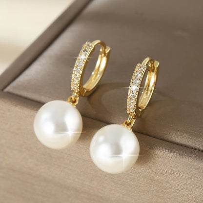 Pendientes Modernos de Perla Colgante