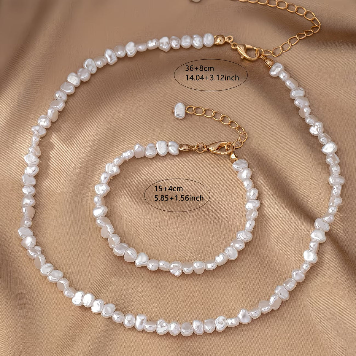 Conjunto Barroco de Collar y Pulsera de Perlas