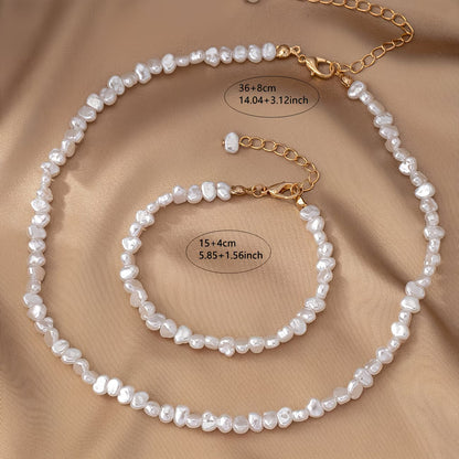 Conjunto Barroco de Collar y Pulsera de Perlas