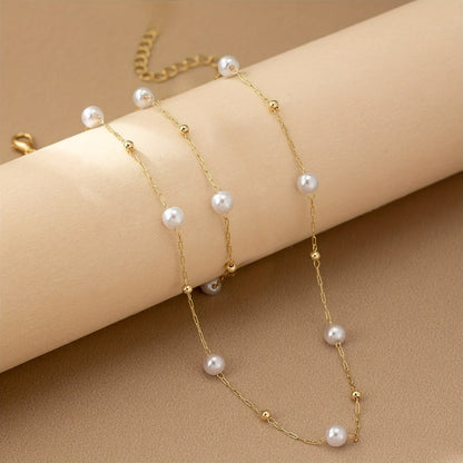 Conjunto Delicado de Cadena con Perlas
