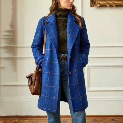 Kensington | Abrigo de Cuadros con Cuello de Solapa