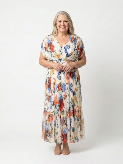 Selena | Vestido midi floral de manga corta