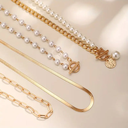 Conjunto de Collares de Perlas Superpuestos