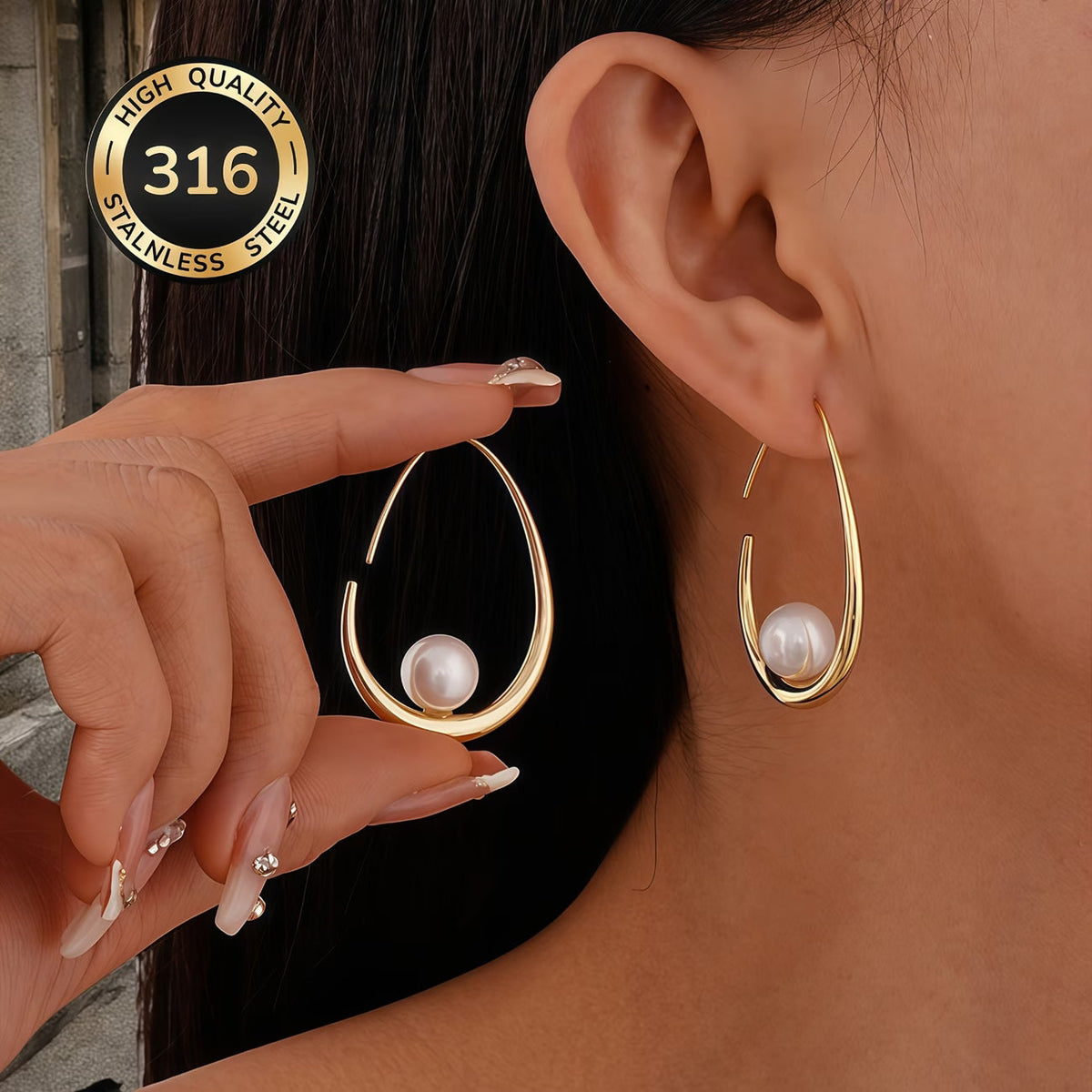 Aros de Perlas en Media Luna