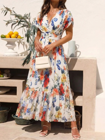 Selena | Vestido midi floral de manga corta