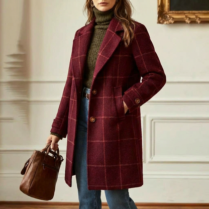 Kensington | Abrigo de Cuadros con Cuello de Solapa