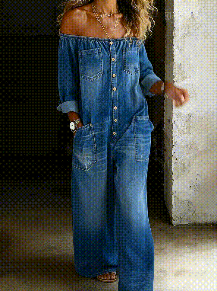 Elena | Jumpsuit Vaquero con Hombros Descubiertos ElenaDuval