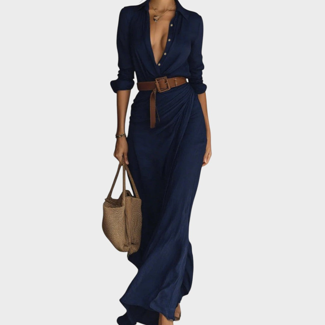 Julia | Vestido Maxi Ajustado de Manga Larga