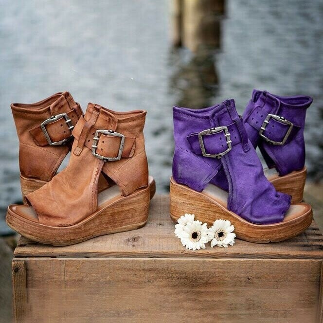 Dawn™ | Wedge Sandals with Buckle in Boho Style