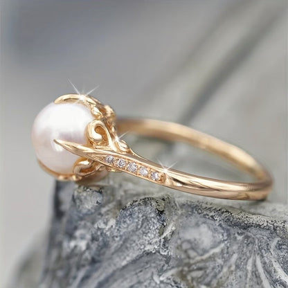 Anillo Delicado de Perla y Cristal