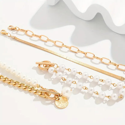 Conjunto de Pulseras de Perlas Superpuestas