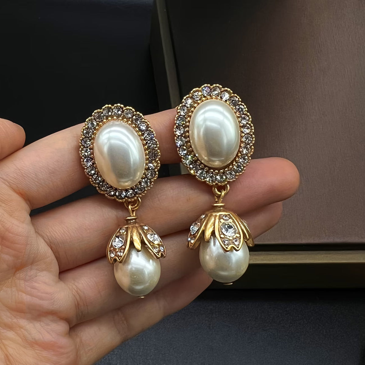 Pendientes Vintage de Perla Enmarcada