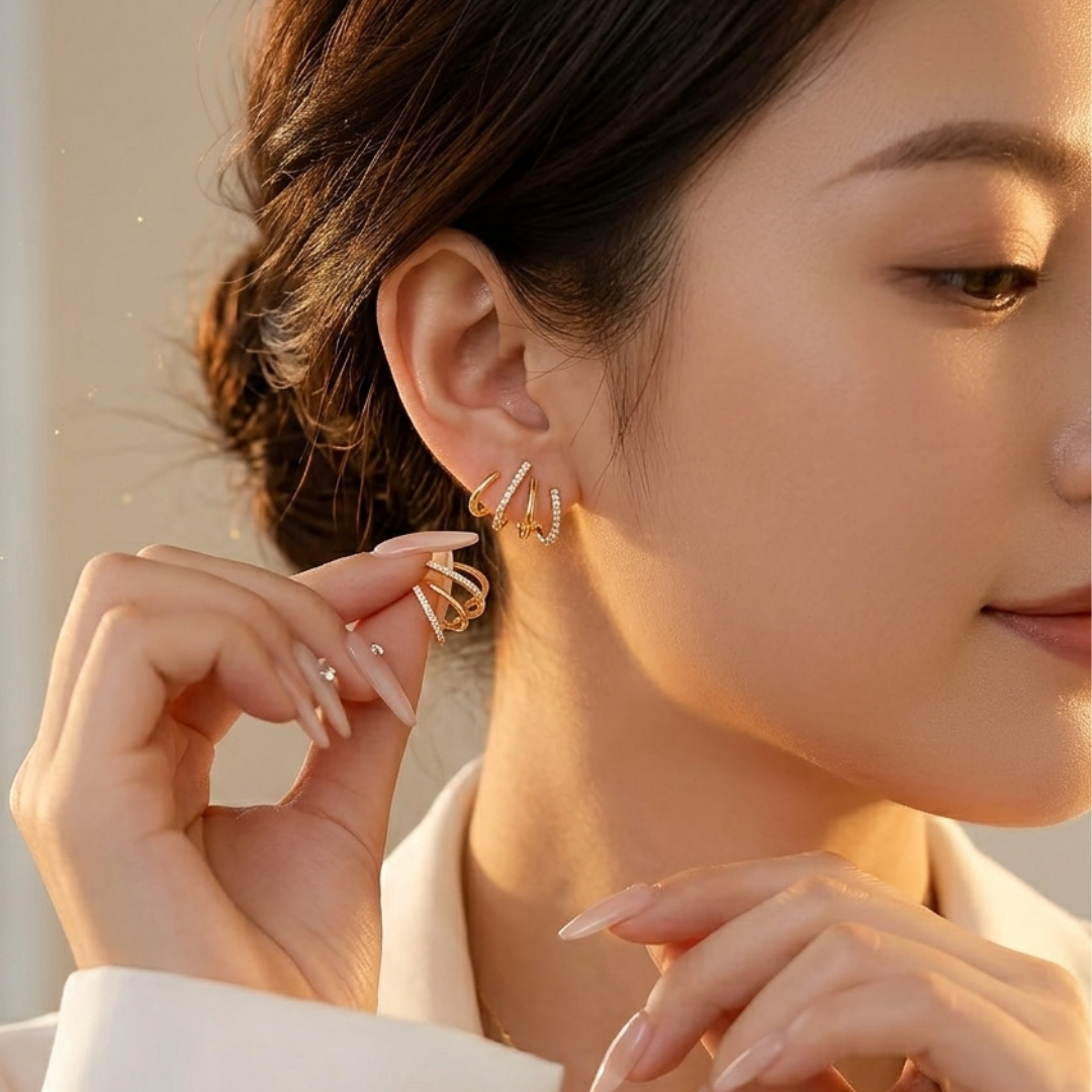 Lucía · Pendientes Multi-Aro en Tono Dorado