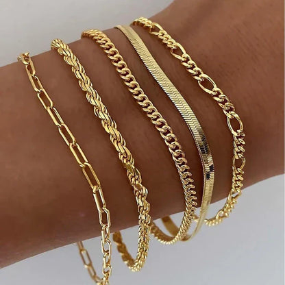 Emilia | Set de Pulseras de 5 Piezas en Tono Dorado