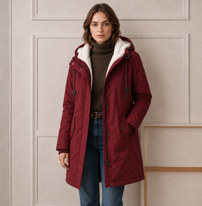 Everest™ | Abrigo Largo con Capucha y Forro Sherpa