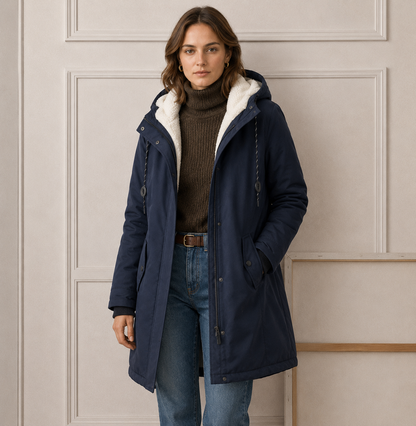 Everest™ | Abrigo Largo con Capucha y Forro Sherpa