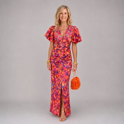 Valeria | Vestido elegante con mangas plisadas