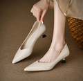 Camille | Women's Pointed Toe Pumps Low Kitten Heel Slip On Shoes