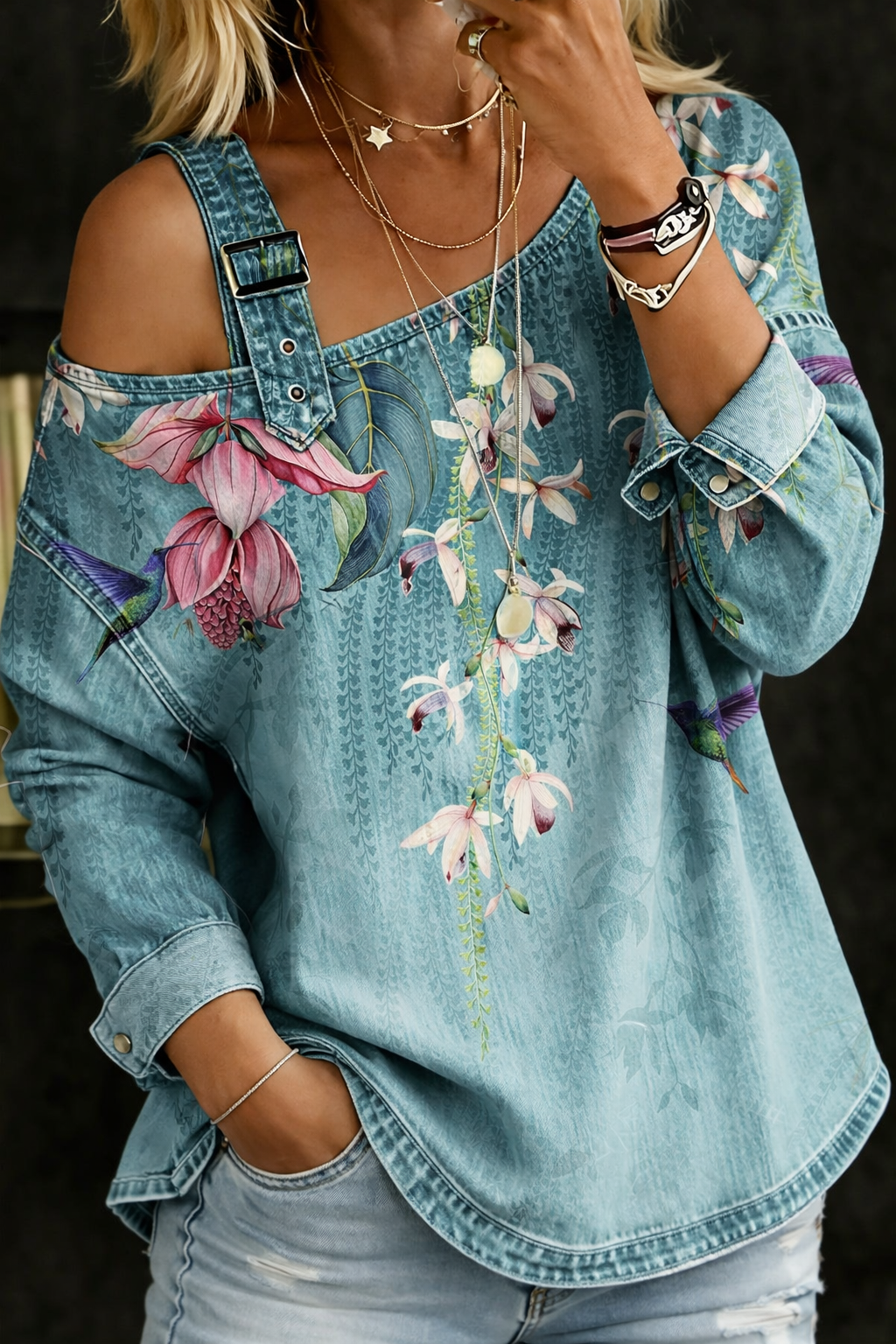 Danielle | Top con Hombros Descubiertos y Jeans