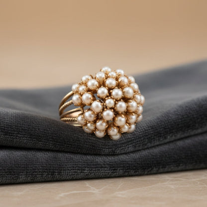 Anillo Clásico de Perla en Tono Dorado