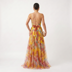 Helena | Vestido de Gala en Tul con Estampado Acuarelado