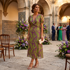 Sofia | Vestido Midi con Estampado Floral y Manga Corta