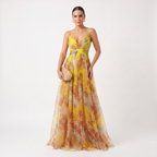 Helena | Vestido de Gala en Tul con Estampado Acuarelado