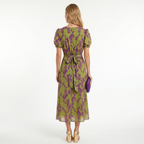 Sofia | Vestido Midi con Estampado Floral y Manga Corta